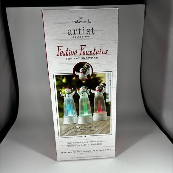 Hallmark Artist Collection Festive Fountains Top Hat Snowman READ No Water - Picture 1 of 5